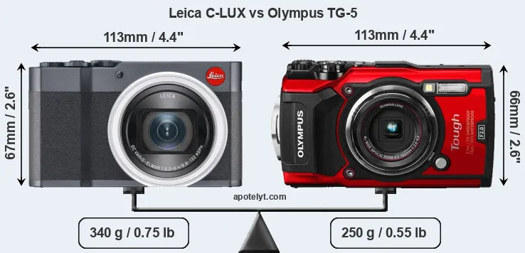 Size Leica C-LUX vs Olympus TG-5