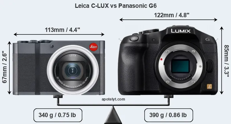 Size Leica C-LUX vs Panasonic G6