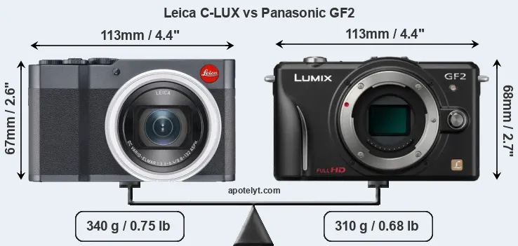 Size Leica C-LUX vs Panasonic GF2