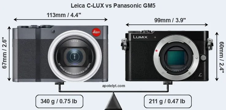 Size Leica C-LUX vs Panasonic GM5