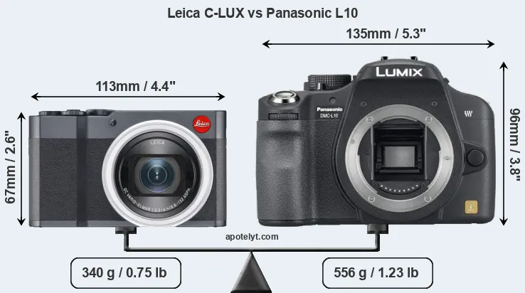 Size Leica C-LUX vs Panasonic L10