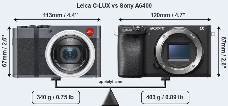 Size Leica C-LUX vs Sony A6400