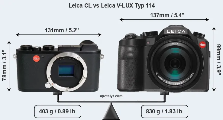 Size Leica CL vs Leica V-LUX Typ 114