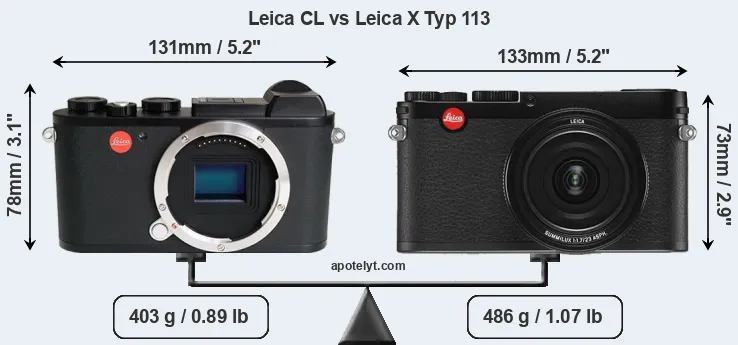 Size Leica CL vs Leica X Typ 113
