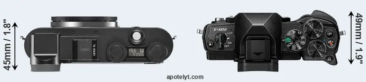 Compare CL versus E-M10 IV top