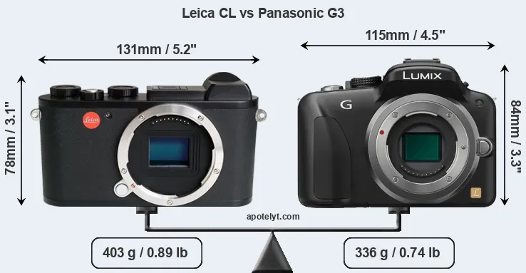 Size Leica CL vs Panasonic G3