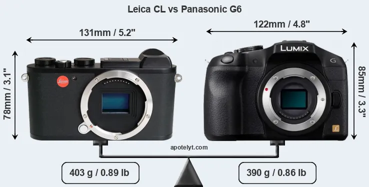 Size Leica CL vs Panasonic G6