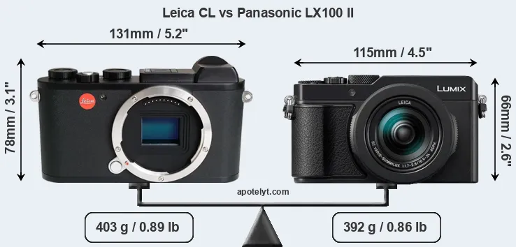 Size Leica CL vs Panasonic LX100 II