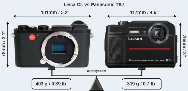 Size Leica CL vs Panasonic TS7
