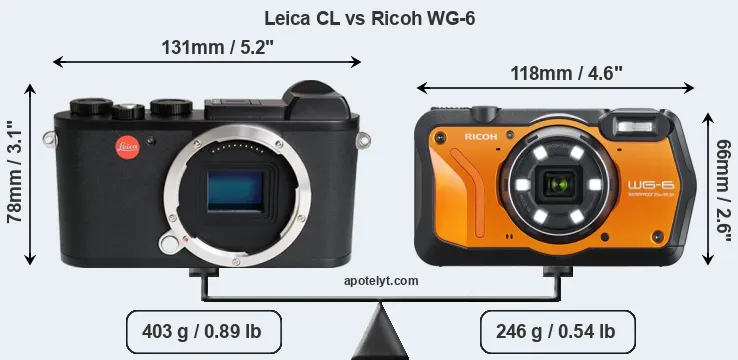 Size Leica CL vs Ricoh WG-6