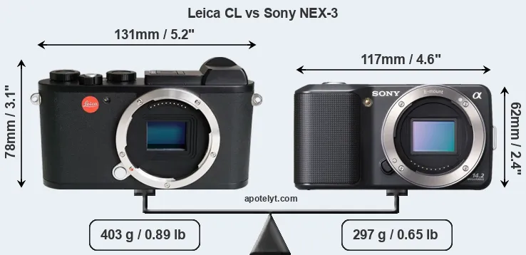 Size Leica CL vs Sony NEX-3