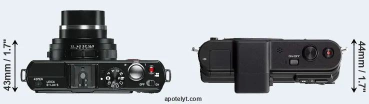 Compare D-LUX 5 versus V1 top