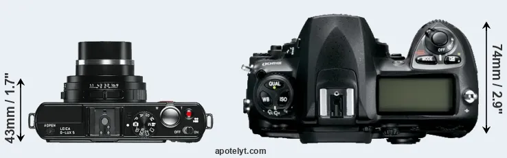 Compare D-LUX 5 versus D200 top
