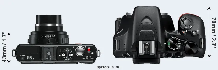 Compare D-LUX 5 versus D3500 top