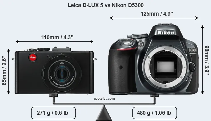 Size Leica D-LUX 5 vs Nikon D5300