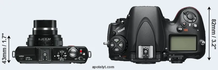Compare D-LUX 5 versus D800E top