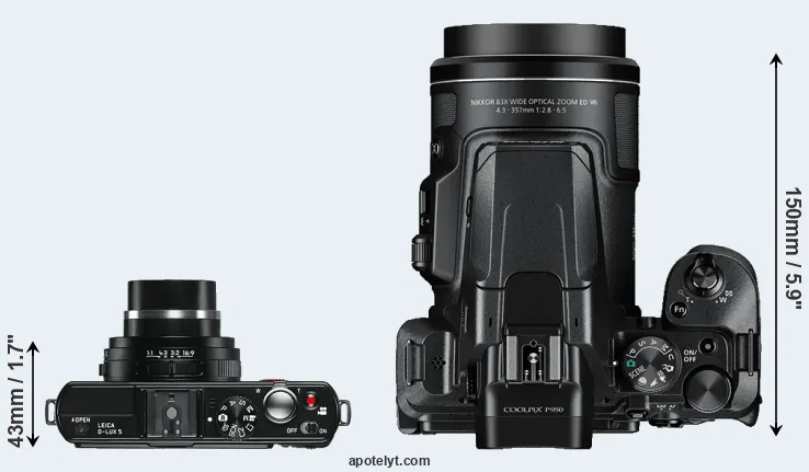 Compare D-LUX 5 versus P950 top
