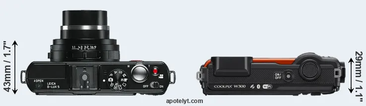 Compare D-LUX 5 versus W300 top
