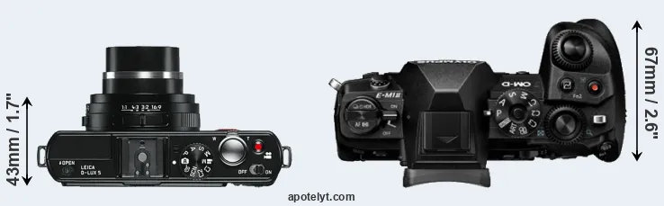 Compare D-LUX 5 versus E-M1 II top