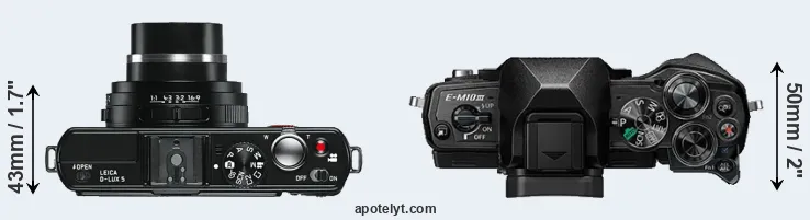 Compare D-LUX 5 versus E-M10 III top