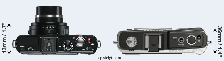 Compare D-LUX 5 versus E-P2 top
