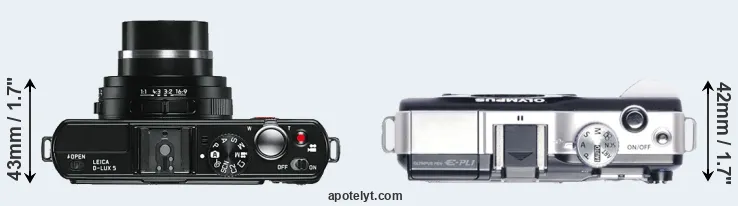 Compare D-LUX 5 versus E-PL1 top