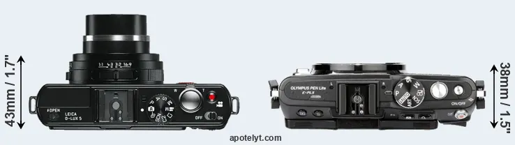 Compare D-LUX 5 versus E-PL5 top