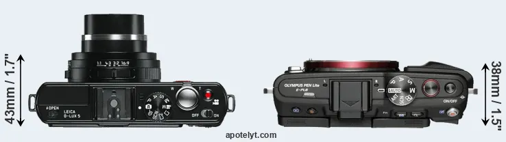 Compare D-LUX 5 versus E-PL6 top