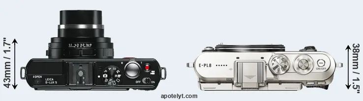 Compare D-LUX 5 versus E-PL8 top