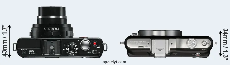 Compare D-LUX 5 versus E-PM1 top