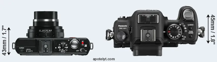 Compare D-LUX 5 versus GH1 top
