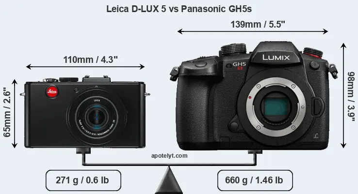 Size Leica D-LUX 5 vs Panasonic GH5s
