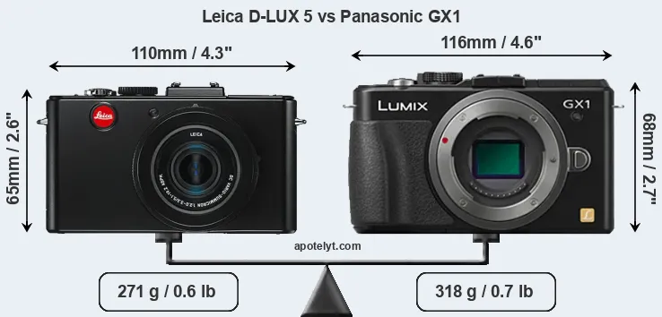 Size Leica D-LUX 5 vs Panasonic GX1
