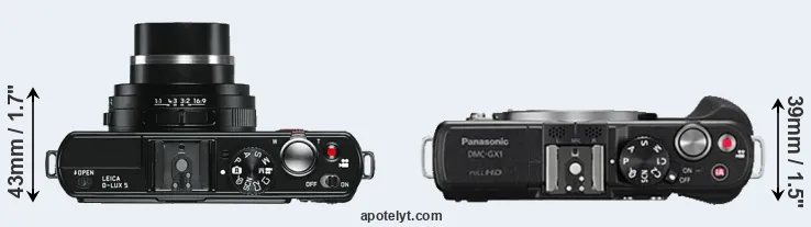 Compare D-LUX 5 versus GX1 top