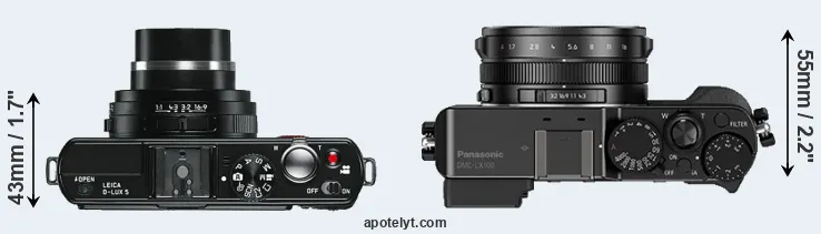 Compare D-LUX 5 versus LX100 top