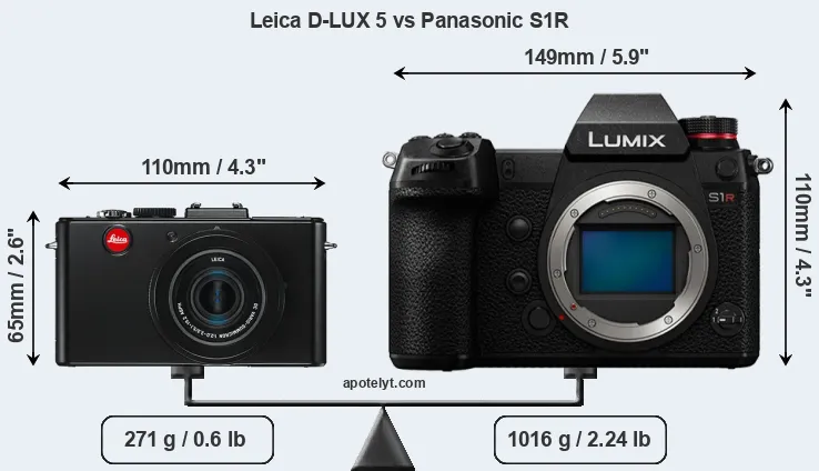 Size Leica D-LUX 5 vs Panasonic S1R