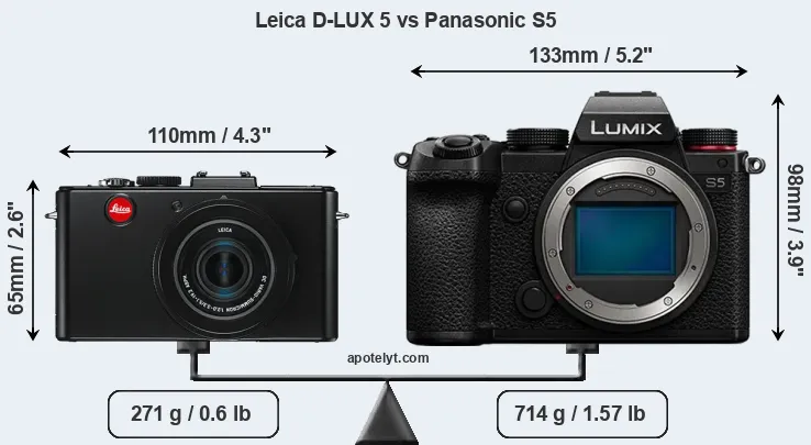 Size Leica D-LUX 5 vs Panasonic S5