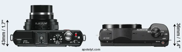 Compare D-LUX 5 versus A5100 top