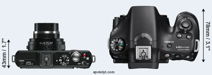 Compare D-LUX 5 versus A58 top