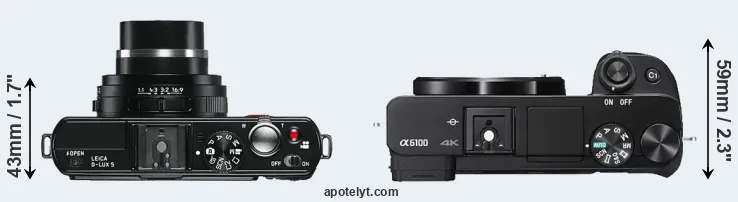 Compare D-LUX 5 versus A6100 top