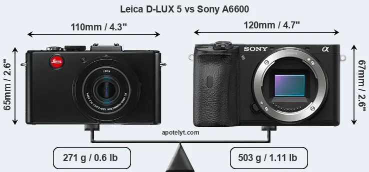 Size Leica D-LUX 5 vs Sony A6600