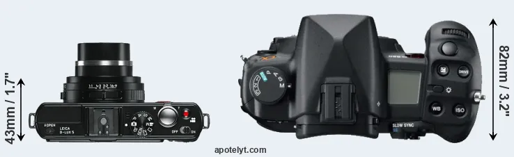 Compare D-LUX 5 versus A850 top