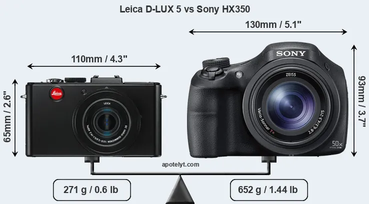 Size Leica D-LUX 5 vs Sony HX350