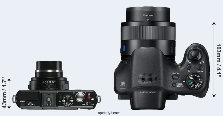 Compare D-LUX 5 versus HX350 top