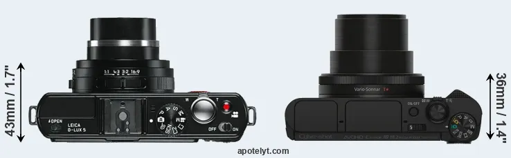 Compare D-LUX 5 versus HX90V top