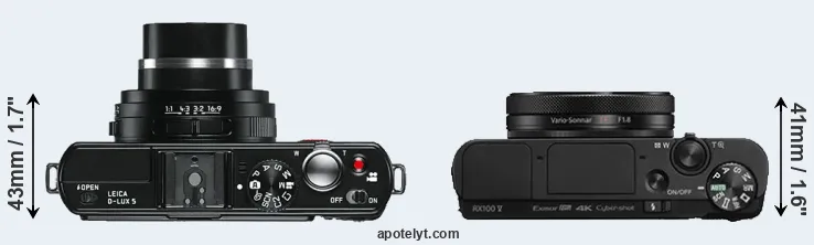 Compare D-LUX 5 versus RX100 V top