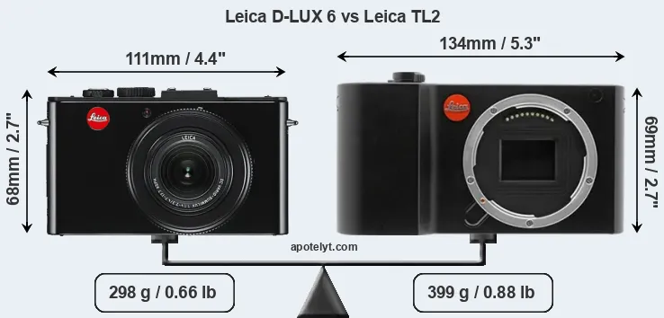 Size Leica D-LUX 6 vs Leica TL2