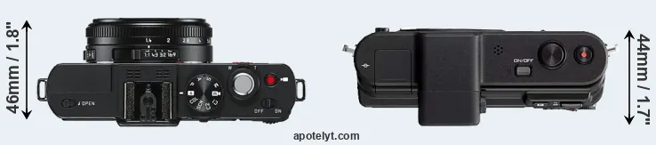 Compare D-LUX 6 versus V1 top