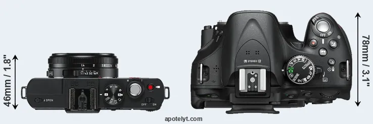 Compare D-LUX 6 versus D5200 top