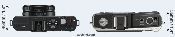 Compare D-LUX 6 versus E-P2 top